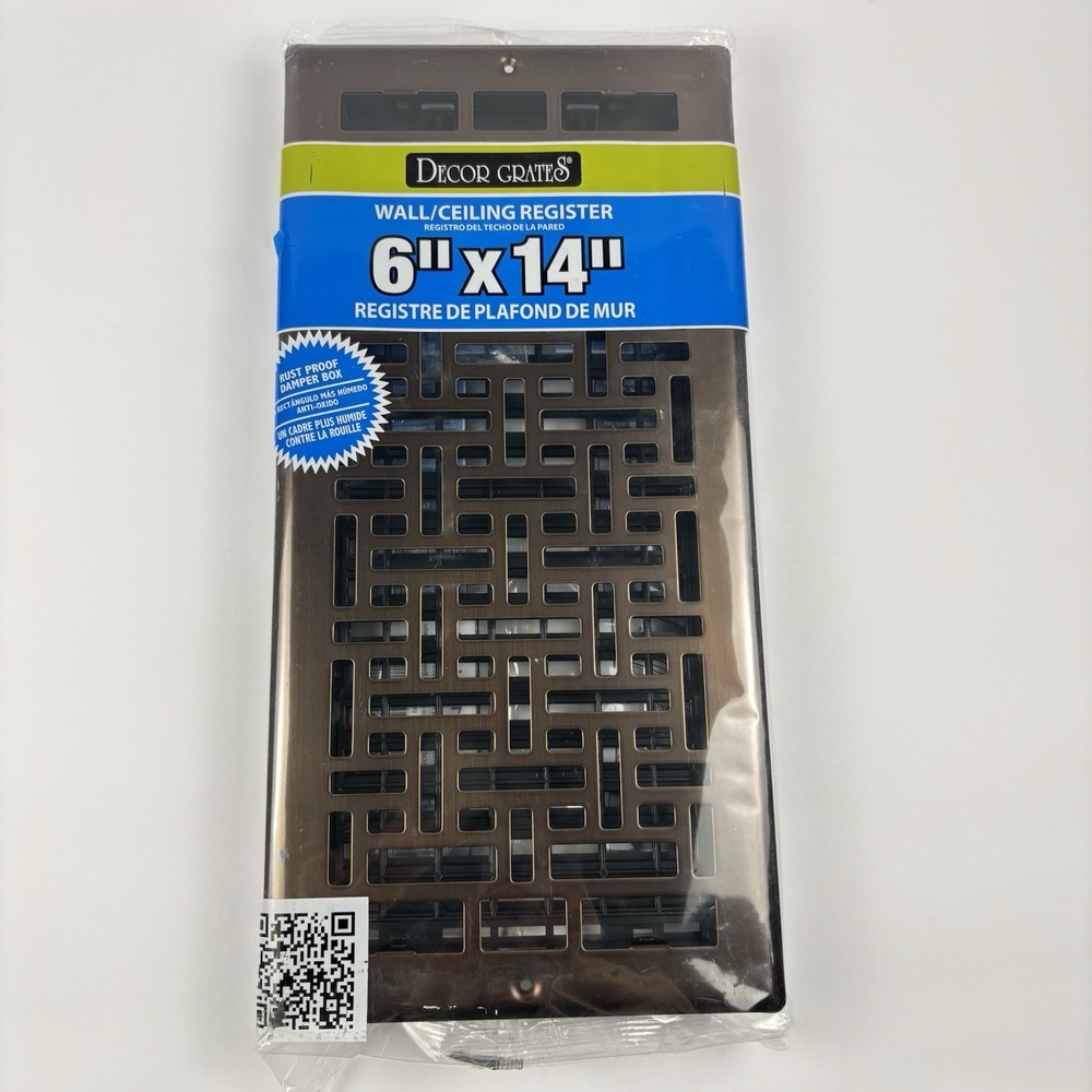 Decor Grates AJL614W-RB Oriental Wall Ceiling Register 6"X14" Rubbed Bronze